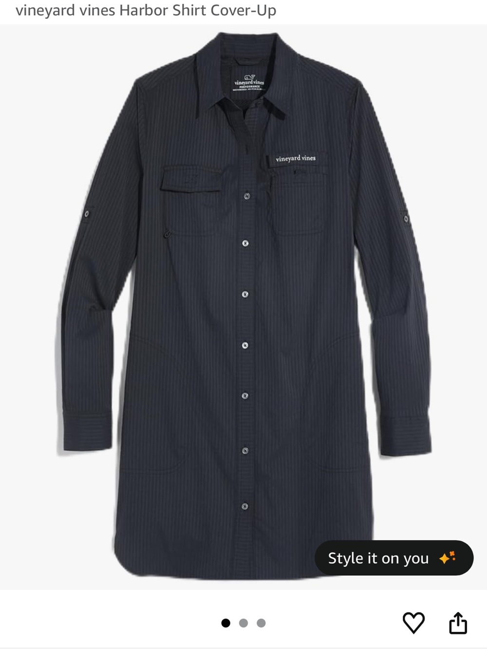 Vineyard Vines Harbor Performance Fabric Women’s Cover Up, SZ 2, Black
